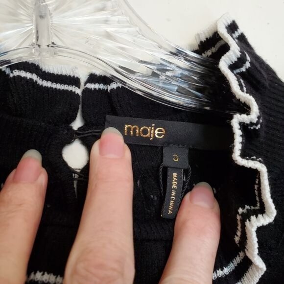 Maje Motif sweater in chevron knit black - Picture 3 of 13